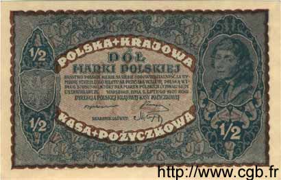 1/2 Marki POLAND  1920 P.030 UNC-