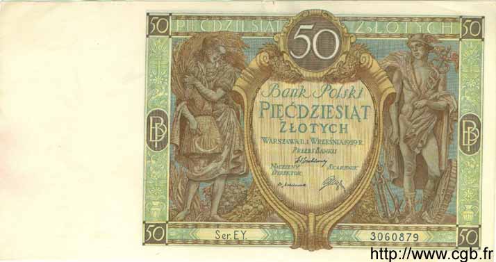 50 Zlotych POLAND  1929 P.071 AU-