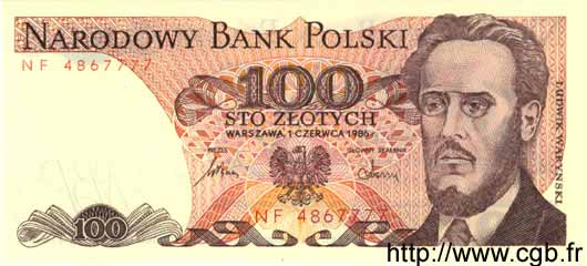 100 Zlotych POLEN  1986 P.143c ST
