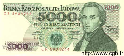 5000 Zlotych POLAND  1988 P.150c UNC