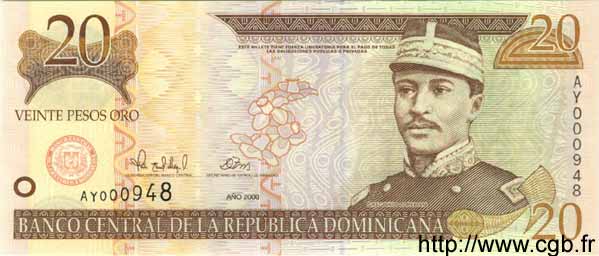20 Pesos Oro RÉPUBLIQUE DOMINICAINE  2000 P.160 ST