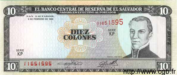 10 Colones EL SALVADOR  1996 P.144a FDC