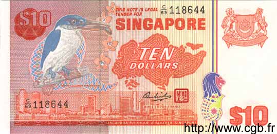 10 Dollars SINGAPUR  1976 P.11b ST