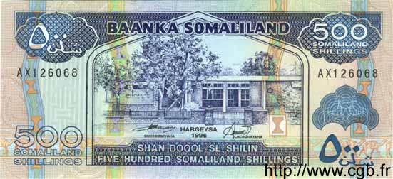 500 Schillings SOMALILAND  1996 P.06b ST
