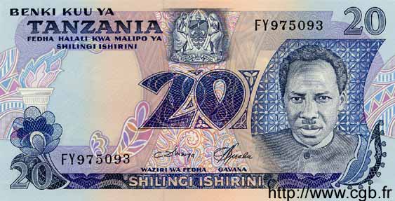 20 Shilingi TANZANIA  1978 P.07c FDC
