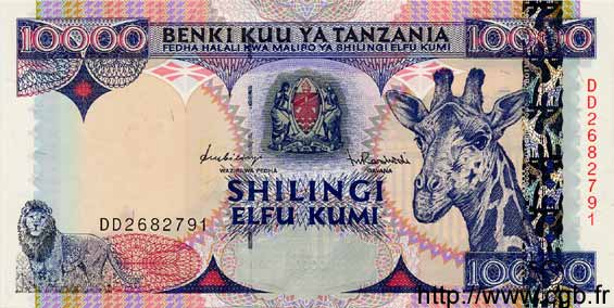 10000 Shilingi TANZANIA  1997 P.33 UNC