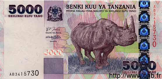5000 Shilingi TANZANIA  2002 P.38 UNC