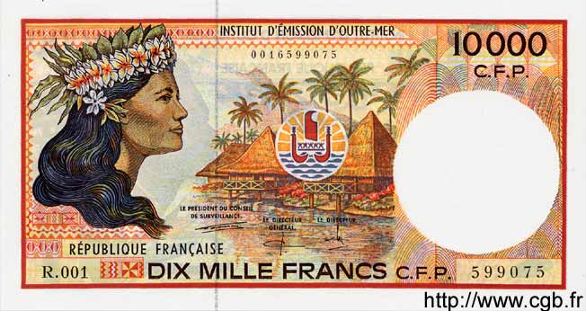 10000 Francs POLYNESIA, FRENCH OVERSEAS TERRITORIES  1992 P.04b UNC