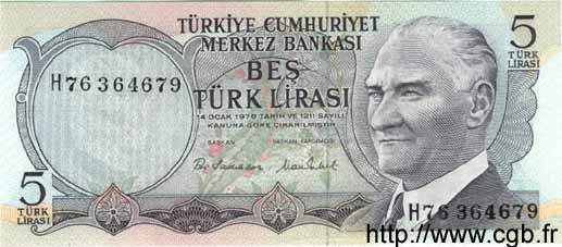 5 Lirasi TURKEY  1970 P.185 UNC