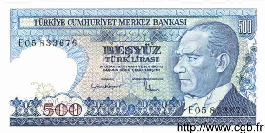 500 Lira TÜRKEI  1984 P.195 ST