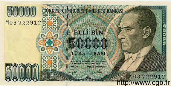 50000 Lira TURQUíA  1995 P.204 FDC