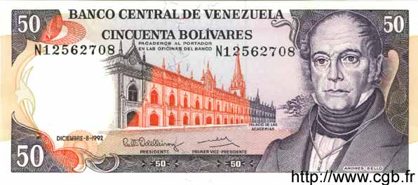 50 Bolivares VENEZUELA  1992 P.065d NEUF