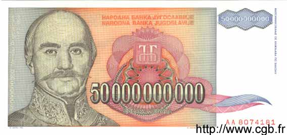 50000000000 Dinara JUGOSLAWIEN  1993 P.136 ST