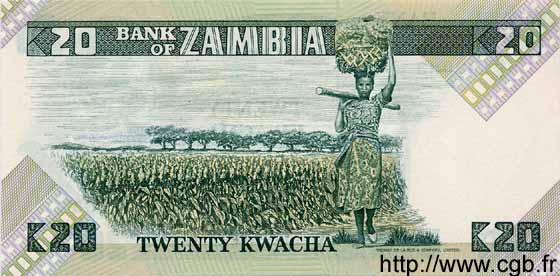 20 Kwacha ZAMBIA  1980 P.27e UNC