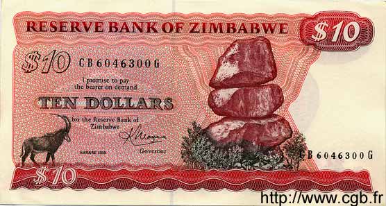 10 Dollars ZIMBABWE  1983 P.03d FDC