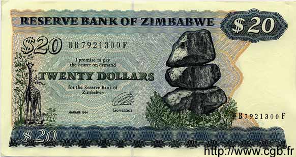 20 Dollars ZIMBABUE  1994 P.04d FDC