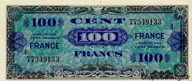100 Francs FRANCE FRANKREICH  1945 VF.25.04 fST+
