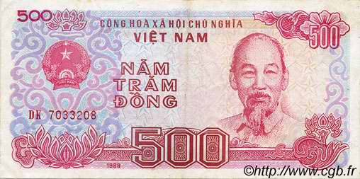 500 Dong VIETNAM  1988 P.101a F - VF