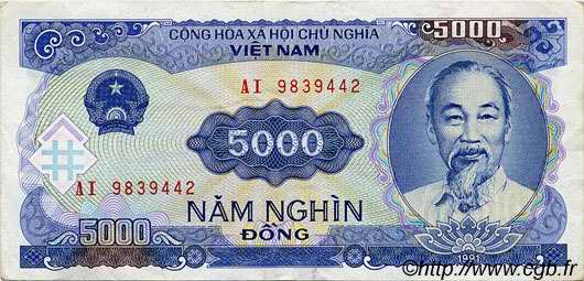 5000 Dong VIETNAM  1991 P.108a SS