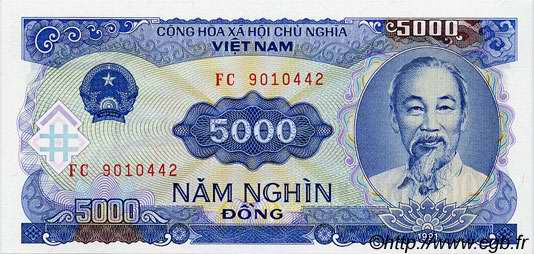 5000 Dong VIETNAM  1991 P.108a ST