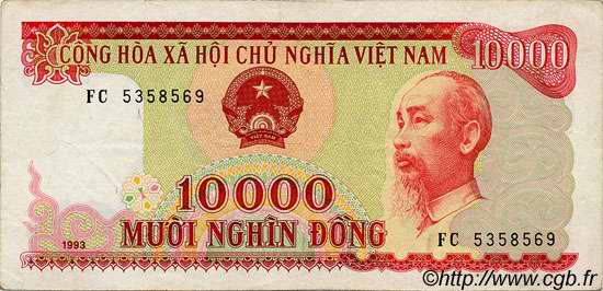 10000 Dong VIETNAM  1993 P.115a fVZ