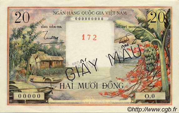 20 Dong Spécimen SOUTH VIETNAM  1956 P.04s UNC-