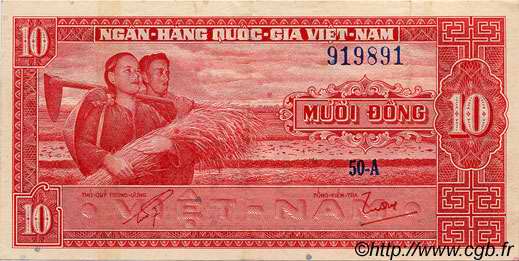 10 Dong SOUTH VIETNAM  1962 P.05a XF