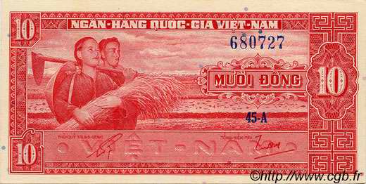 10 Dong VIETNAM DEL SUR  1962 P.05a SC+