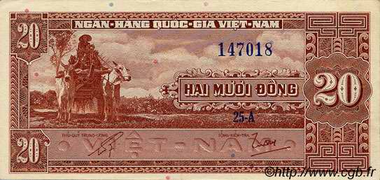 20 Dong VIETNAM DEL SUR  1962 P.06a EBC+