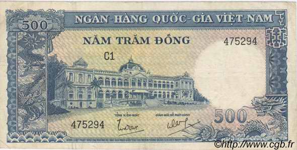 500 Dong VIETNAM DEL SUR  1962 P.06Aa MBC