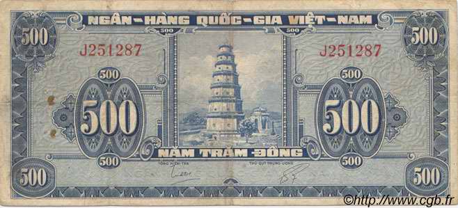 500 Dong VIETNAM DEL SUD  1955 P.10a q.BB a BB