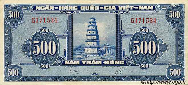 500 Dong VIETNAM DEL SUD  1955 P.10a q.SPL