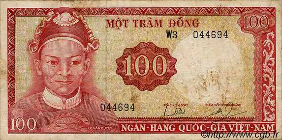 100 Dong SOUTH VIETNAM  1966 P.19b F