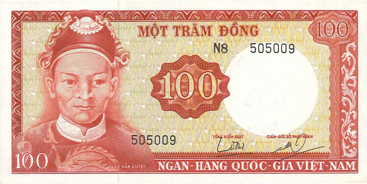 100 Dong VIET NAM SOUTH  1966 P.19b UNC-