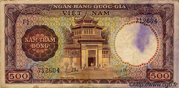 500 Dong VIETNAM DEL SUR  1964 P.22a RC+