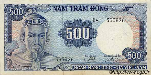 500 Dong SOUTH VIETNAM  1966 P.23a VF