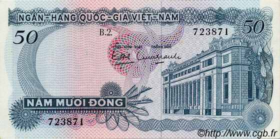 50 Dong SOUTH VIETNAM  1969 P.25a AU