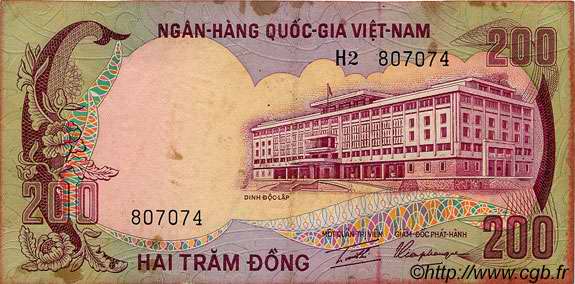 200 Dong VIETNAM DEL SUR  1972 P.32a RC a BC