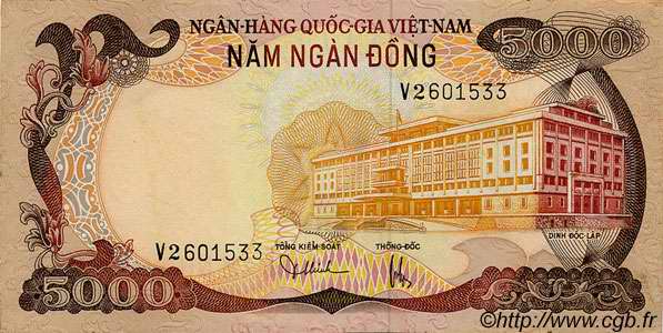 5000 Dong SOUTH VIETNAM  1975 P.35a XF+