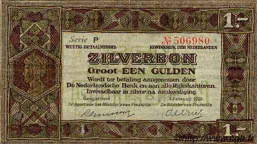 1 Gulden NIEDERLANDE  1920 P.015 fVZ
