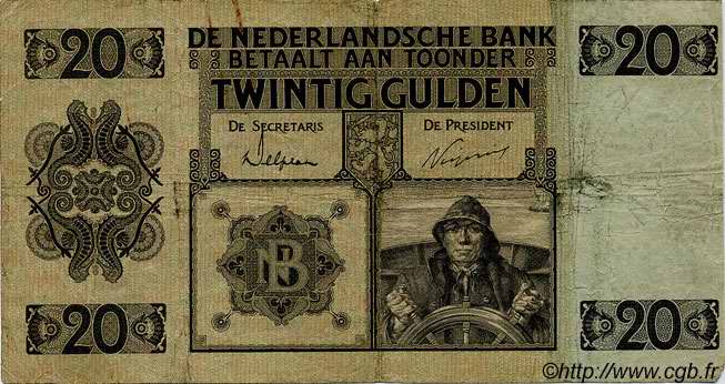 20 Gulden NIEDERLANDE  1931 P.044 S