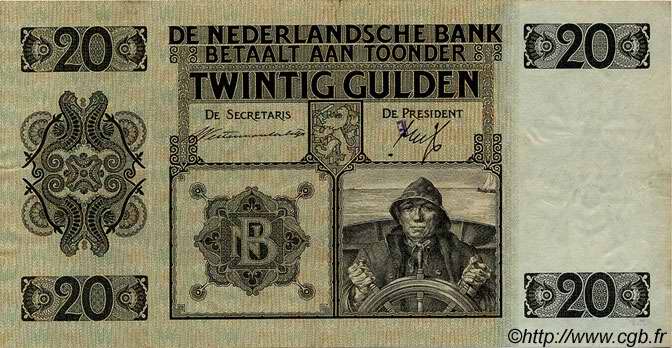 20 Gulden NIEDERLANDE  1936 P.044 fVZ