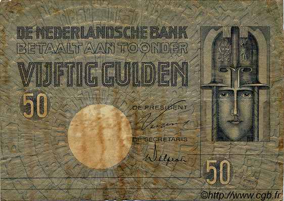 50 Gulden PAESI BASSI  1931 P.047 q.MB