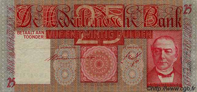 25 Gulden PAESI BASSI  1937 P.050 BB