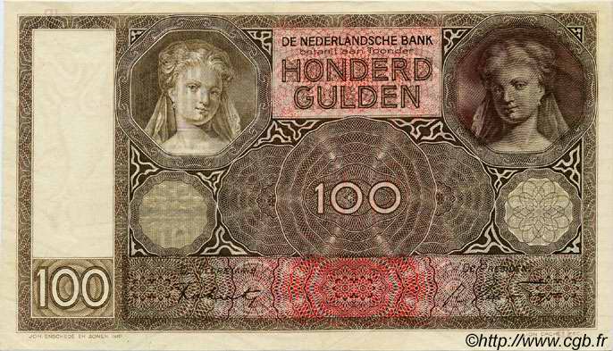 100 Gulden PAESI BASSI  1944 P.051c AU+