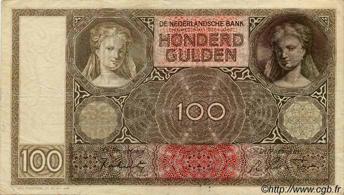 100 Gulden PAESI BASSI  1944 P.051c BB