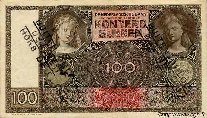 100 Gulden NETHERLANDS  1942 P.051c XF+