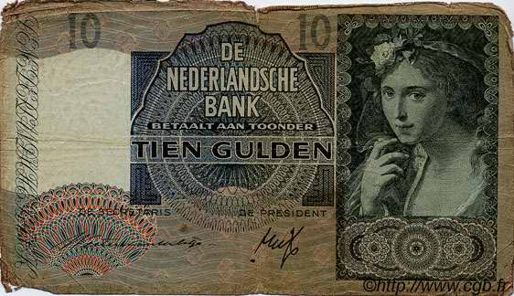 10 Gulden NIEDERLANDE  1940 P.056a SGE