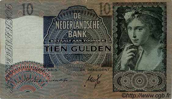 10 Gulden PAESI BASSI  1940 P.056a BB