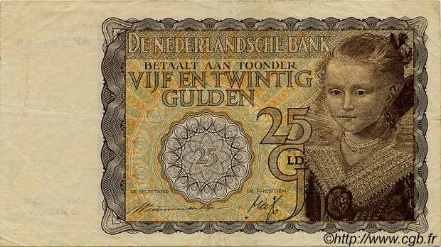 25 Gulden NETHERLANDS  1940 P.057 VF